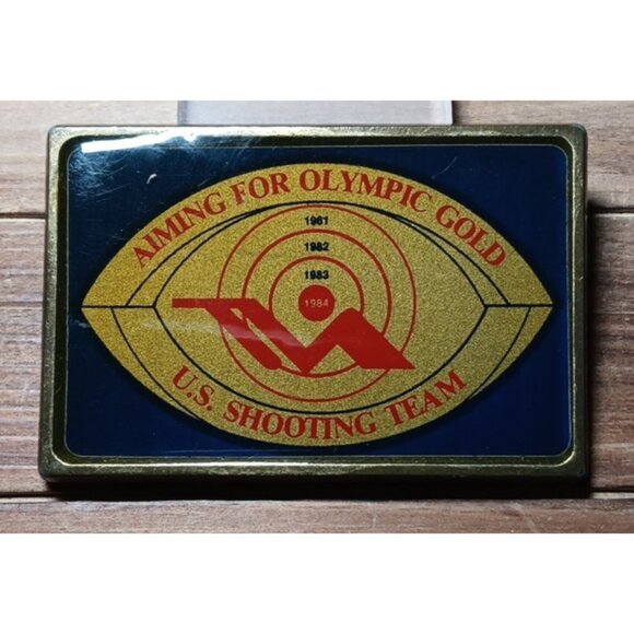 Los Angeles 1984 US Olympic Shooting Team Brass Belt Buckle California 3.4" x 2" - Picture 1 of 8